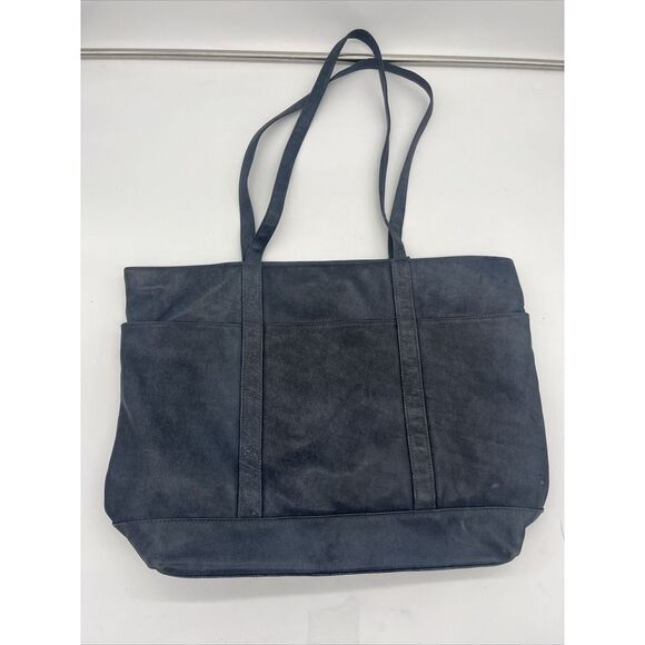 Rare Winterthur Museum And Gardens Navy Blue 100% Leather‎ Tote/ Laptop Bag